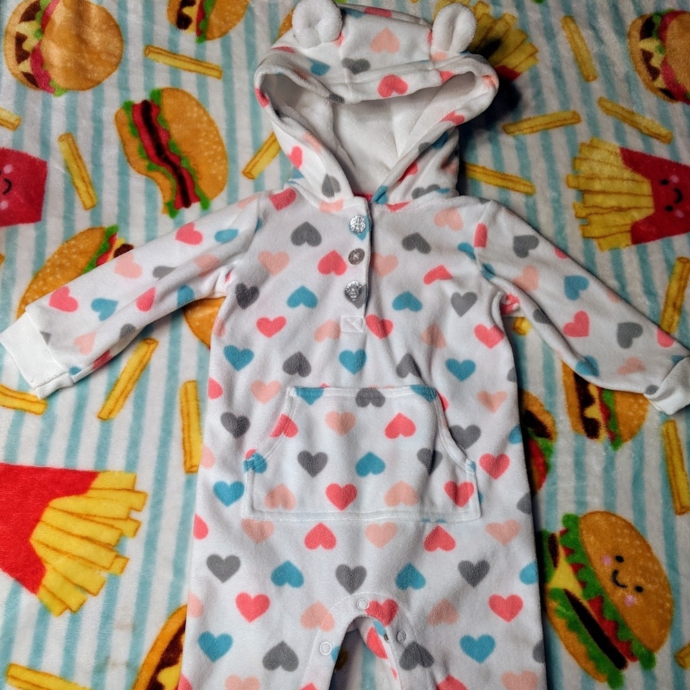 💗Carter's soft warm 12 month romper hearts outfit